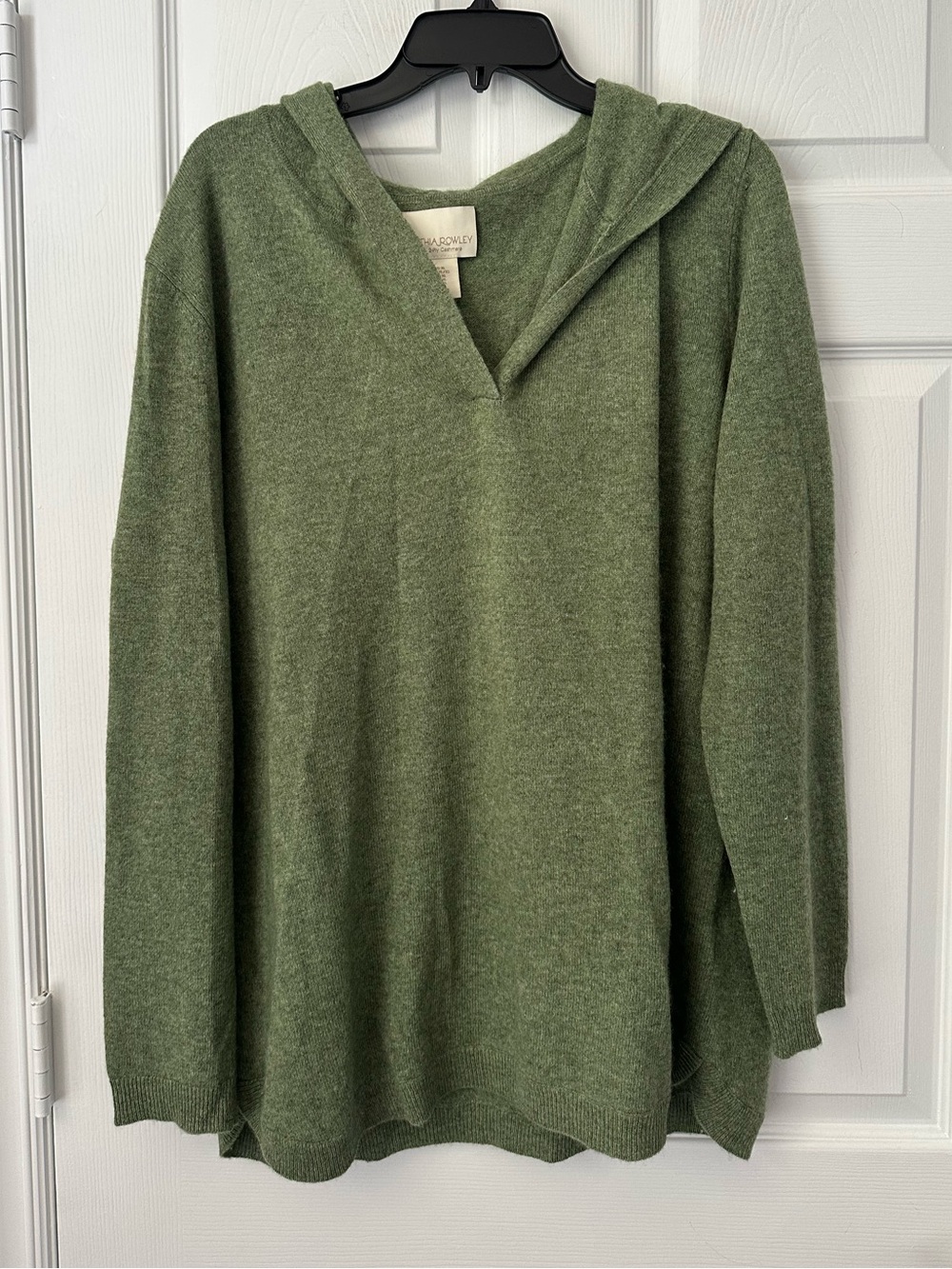 Cynthia Rowley 100% Cashmere Cynthia Rowley, Olive Green Hooded Sweater XL